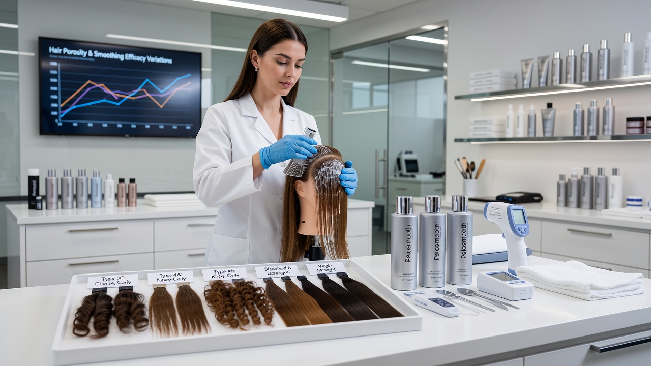 Comparison of hair texture results after smoothing treatment in different water mineral environments